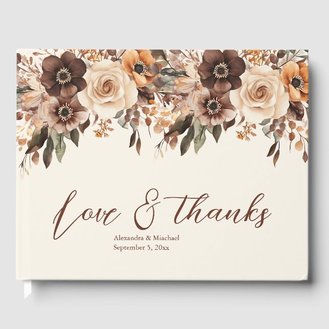 Floral Terracotta Wedding Gästebuch (Vorderseite)