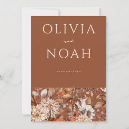 Floral Terracotta Wir sind Verlobte Ankündigungska Einladung