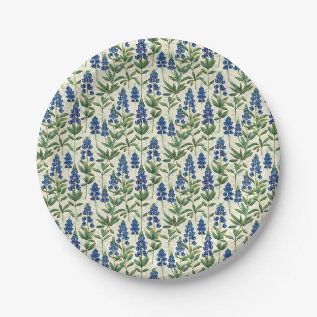 Floral Texas Bluebonnet Paper Plates Lupine Party Pappteller (Vorderseite)