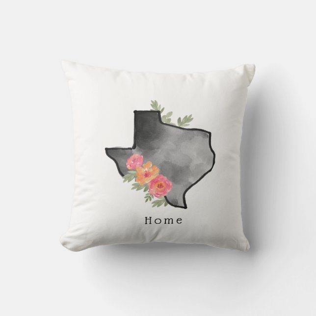 Floral Texas Staat Zuhause Kissen (Vorderseite)