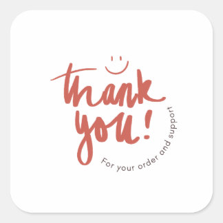 Floral Thank You Business Card – Small Business  Quadratischer Aufkleber