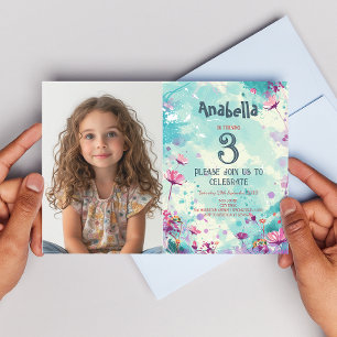 Floral Theme Birthday Party Einladung