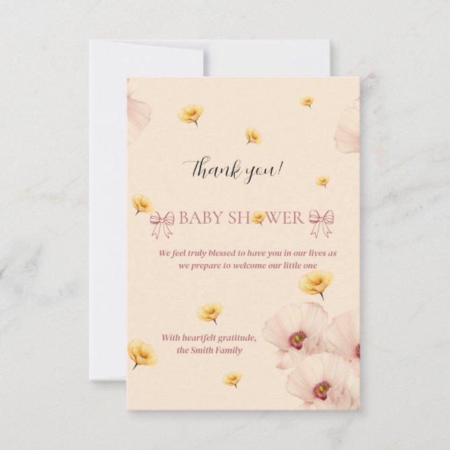 Floral Theme Paper Napkin Dankeskarte (Vorderseite)