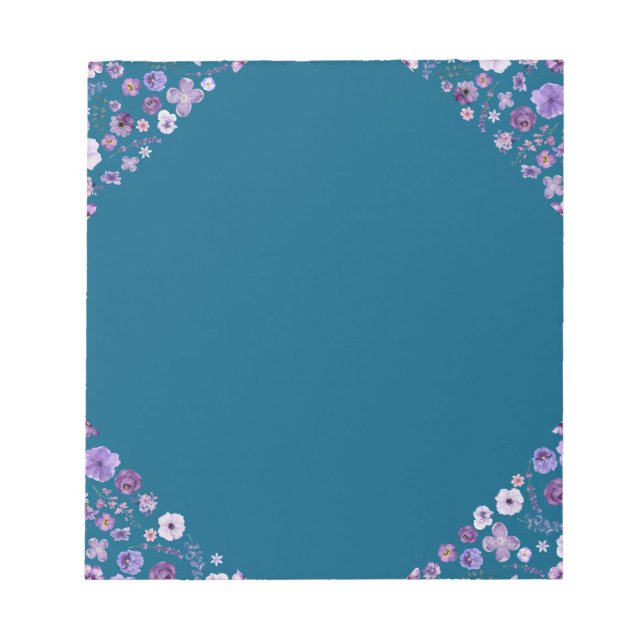 Floral Tide Notepad - Tiefe Aquamarine Ecke Elegan Notizblock (Vorderseite)