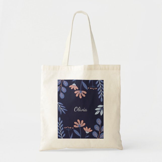 Floral Tote Bag - personalisiert Tragetasche (Vorne)