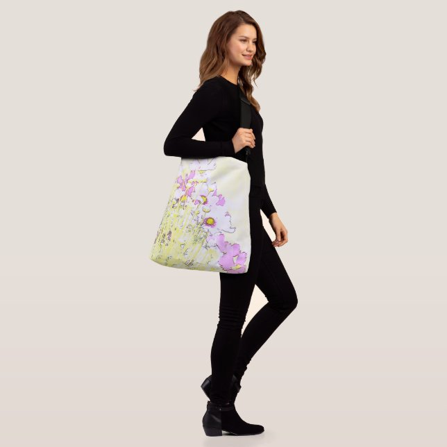 Floral Tote Tragetaschen Mit Langen Trägern (Am Model)