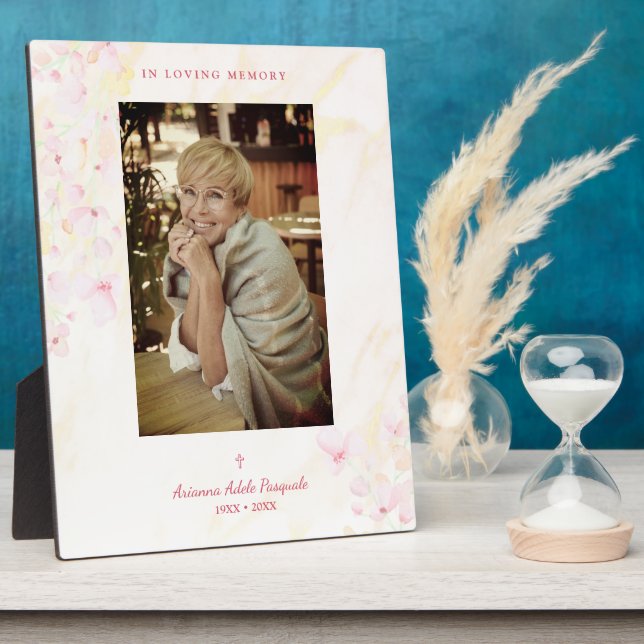 Floral Traditionelles & elegantes rosa Foto Beerdi Fotoplatte (Seite)