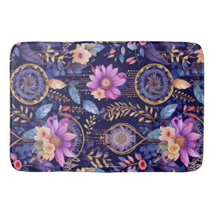 Floral Träumer boho dunkle Feder lila Badematte