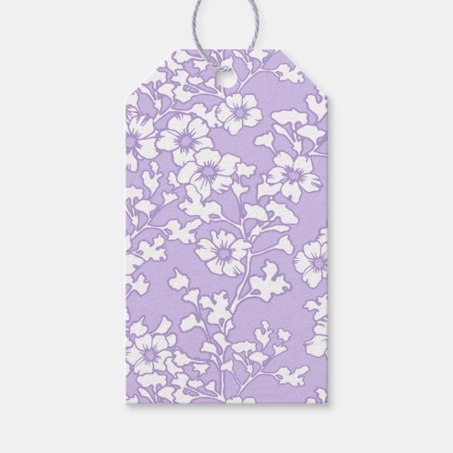 Floral Trellis White - Purple Geschenkanhänger (Vorderseite)