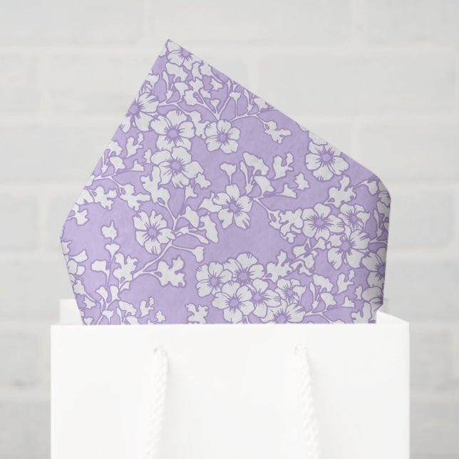 Floral Trellis White - Purple Seidenpapier (Geschenktüte)