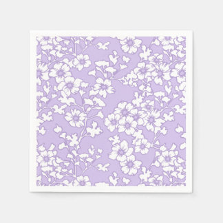 Floral Trellis White - Purple  Serviette