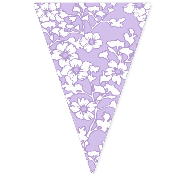 Floral Trellis White - Purple Wimpelkette (Erste Fahne)
