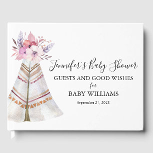 Floral Tribal Teepee Baby Dusche Gästebuch
