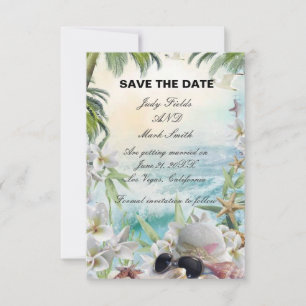 Floral Tropical Beach Hochzeit Save the Date Karte