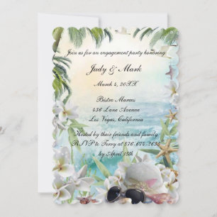 Floral Tropical Beach Wedding Party Einladung