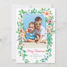 Floral Tropical Christmas Vacation Foto Feiertagskarte