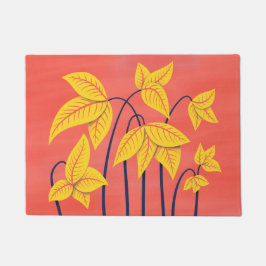 Floral Tropical Coral Pink Gelb Fußmatte