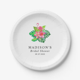 Floral Tropical Flamingo Brautparty Pappteller