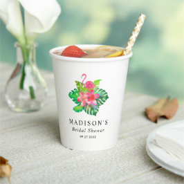 Floral Tropical Flamingo Bridal Shower Pappbecher