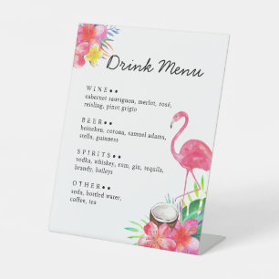 Floral Tropical Paradise Flamingo Getränkekarte Sockelschild
