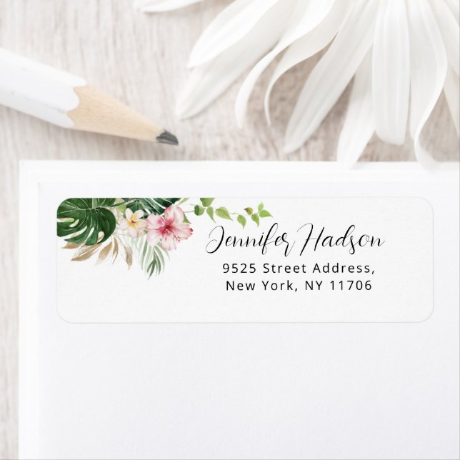 Floral Tropical Return Address Label (Insitu)