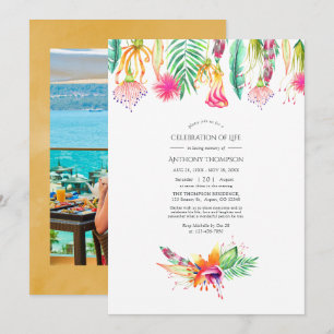 Floral Tropical Summer Celebration of Life Foto Einladung