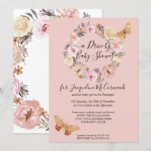 Floral trosty Pink Krautblütenantrieb mit Dusche Einladung