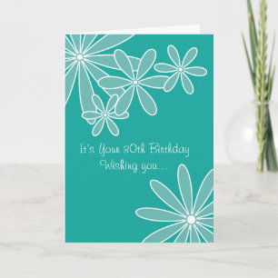 Floral Turquoise 30th Birthday Card Karte