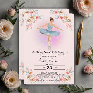 Floral Twirling Ballerina Wasserfarbe Babydusche Einladung