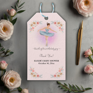 Floral Twirling Ballerina Wasserfarbe Babydusche Geschenkanhänger