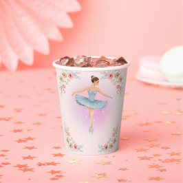 Floral Twirling Ballerina Wasserfarbe Babydusche Pappbecher