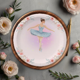Floral Twirling Ballerina Wasserfarbe Babydusche Pappteller