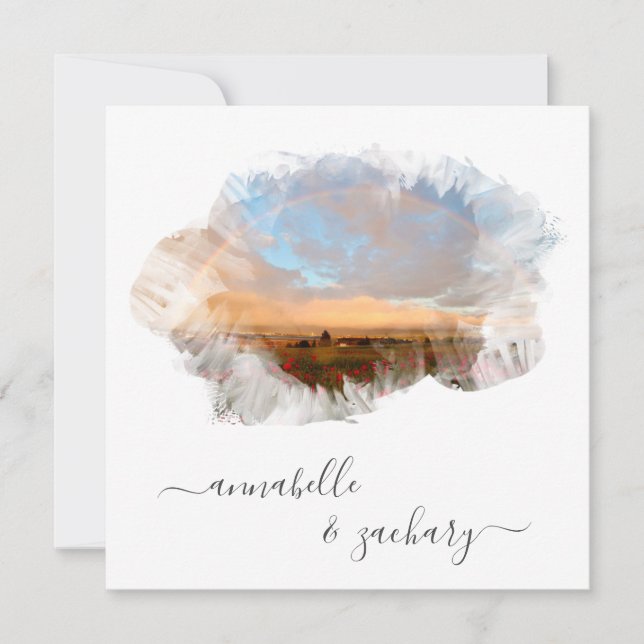 *~* FLORAL + UAWG - QR RAINBOW AR11 BEACH WEDDING EINLADUNG (Vorderseite)