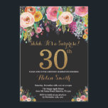 Floral Überraschung 30. Geburtstag Einladung Gold<br><div class="desc">Blumenüberraschung 30. Geburtstag Einladung für Frauen. Aquarell Floral Blume. Schwarz-Gold-Glitzer. Rosa,  gelb,  orange,  Lila Blume. Erwachsener Geburtstag.
Für weitere Anpassungen klicken Sie bitte auf die Schaltfläche "Anpassen" und verwenden Sie unser Designwerkzeug,  um diese Vorlage zu ändern.</div>