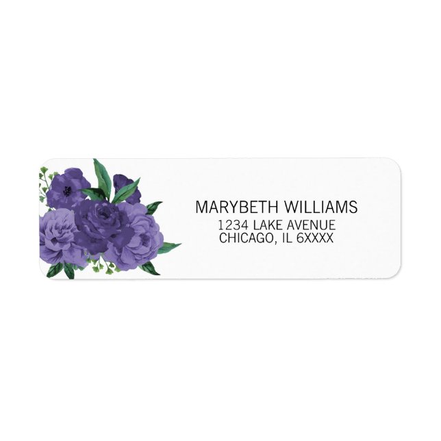 Floral Ultra Violet Lila Bridal Address Labels (Vorne)