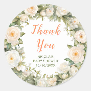 Floral Umbrella Baby Dusche Vielen Dank Runder Aufkleber