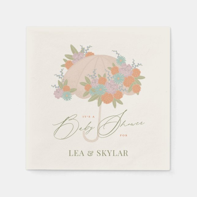 Floral Umbrella Neutral Unisex Baby Dusche Serviette (Vorderseite)
