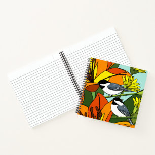 Floral und Chickadee Notizbuch