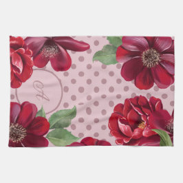 Floral und Dot Monogram Küchentuch
