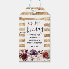 Floral und Gold Sip Hooray Gefallen Brautparty Geschenkanhänger