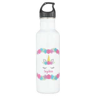 Floral Unicorn Face Personalisiert Girl Edelstahlflasche