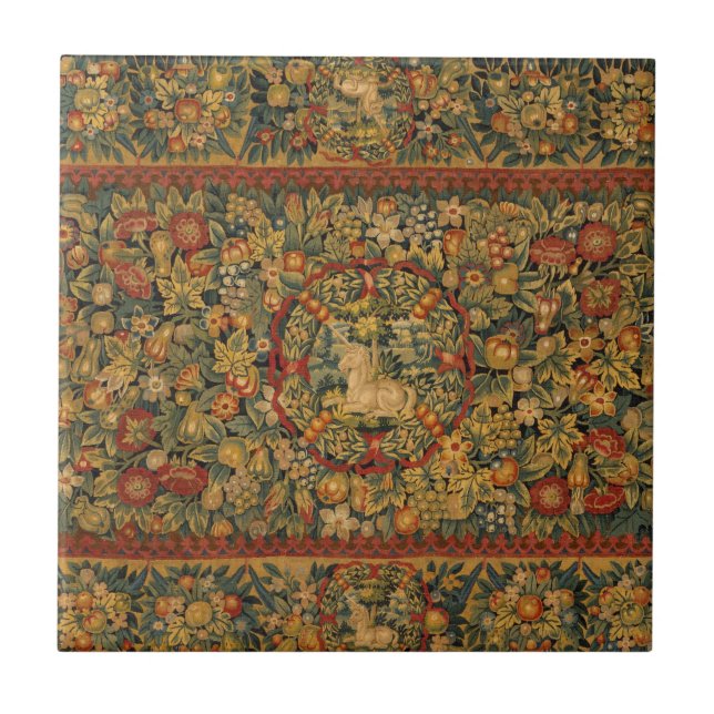 Floral Unicorn Motif Fliese (Vorderseite)