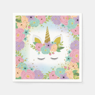 Floral Unicorn Napkin Serviette