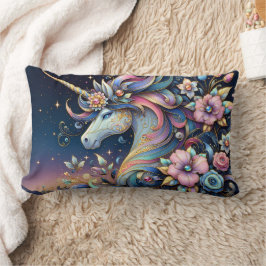 Floral Unicorn Night Fantasy Lendenkissen