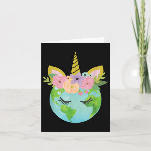 Floral Unicoron Earth - Earth Day T Shirt Karte