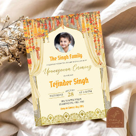 Floral Upanayanam Indian Boy Janoi Zeremonie Einladung