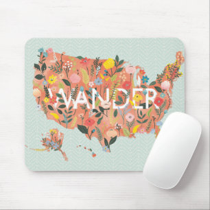 Floral USA Karte - Wild Garden Mousepad