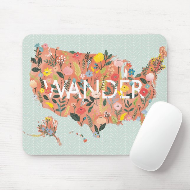 Floral USA Karte - Wild Garden Mousepad (Mit Mouse)