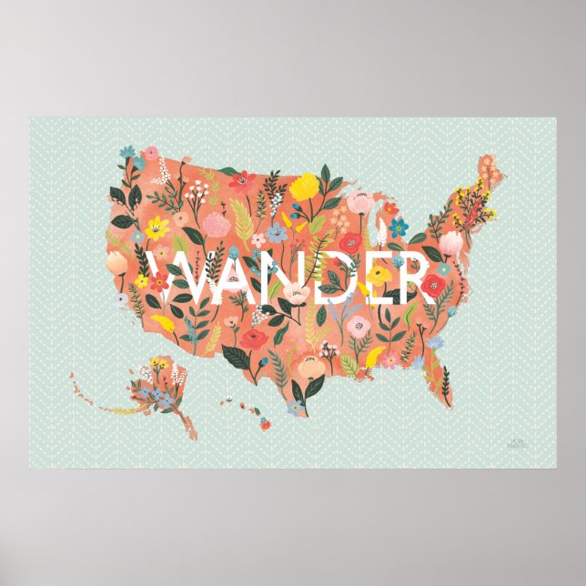 Floral USA Karte - Wild Garden Poster (Vorne)