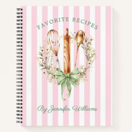 Floral Utensils Cooking Bakery Recipe Notebook Notizbuch